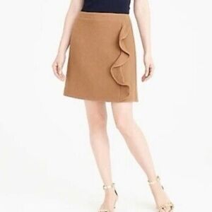 J. Crew Tan A-Line Skirt with Ruffle